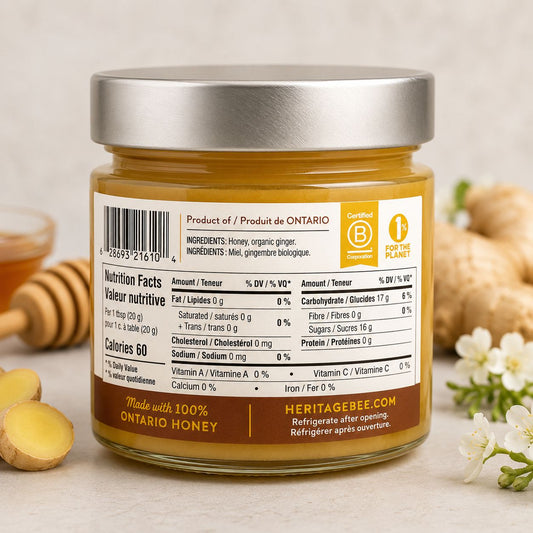 Ginger Infused Creamed Ontario Wildflower Honey – 300 g