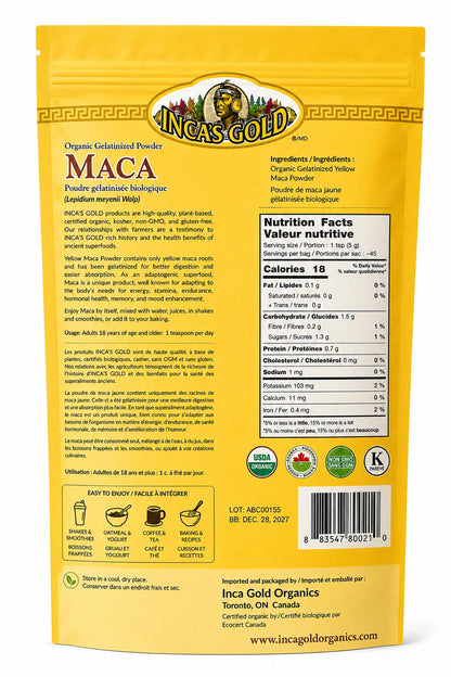 Organic Yellow Maca – Gelatinized Powder | 227 g