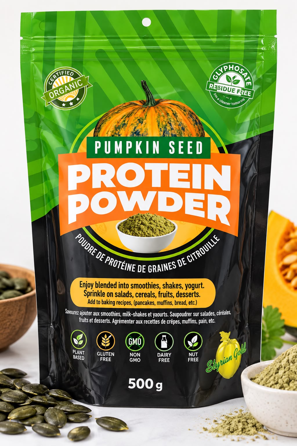 Styrian Gold Organic Pumpkin Seed Protein Powder – 500 g