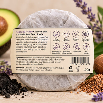 Toadally Witchy – Charcoal & Avocado Seed Soap Scrub | 100g