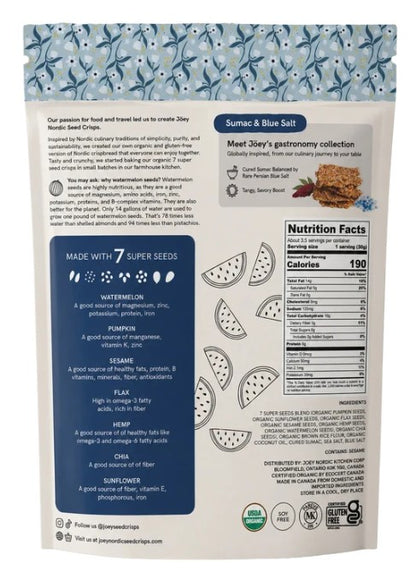 Joey Nordic Sumac & Blue Salt Seed Crisps - 110 g