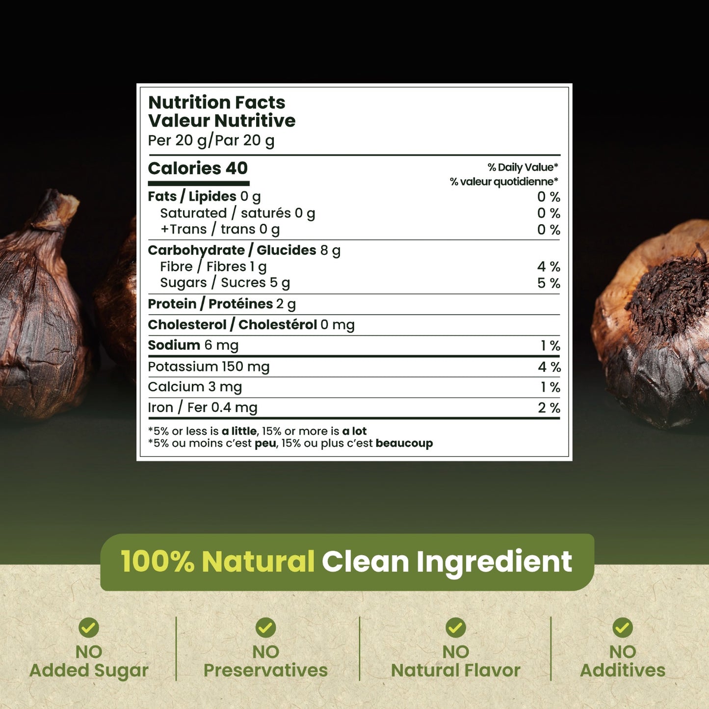 Organic Canadian Black Garlic Whole Bulbs - 40 days aged (75 g)