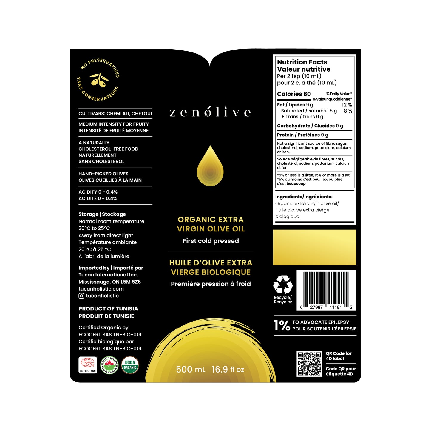 Zenolive Organic Extra Virgin Olive Oil - Gold Medal Winner